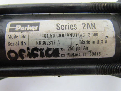 Parker 01.50 CBB2ANU14AC 2.000 Pneumatic Air Cylinder 1-1/2" Bore 2" Stroke 2AN