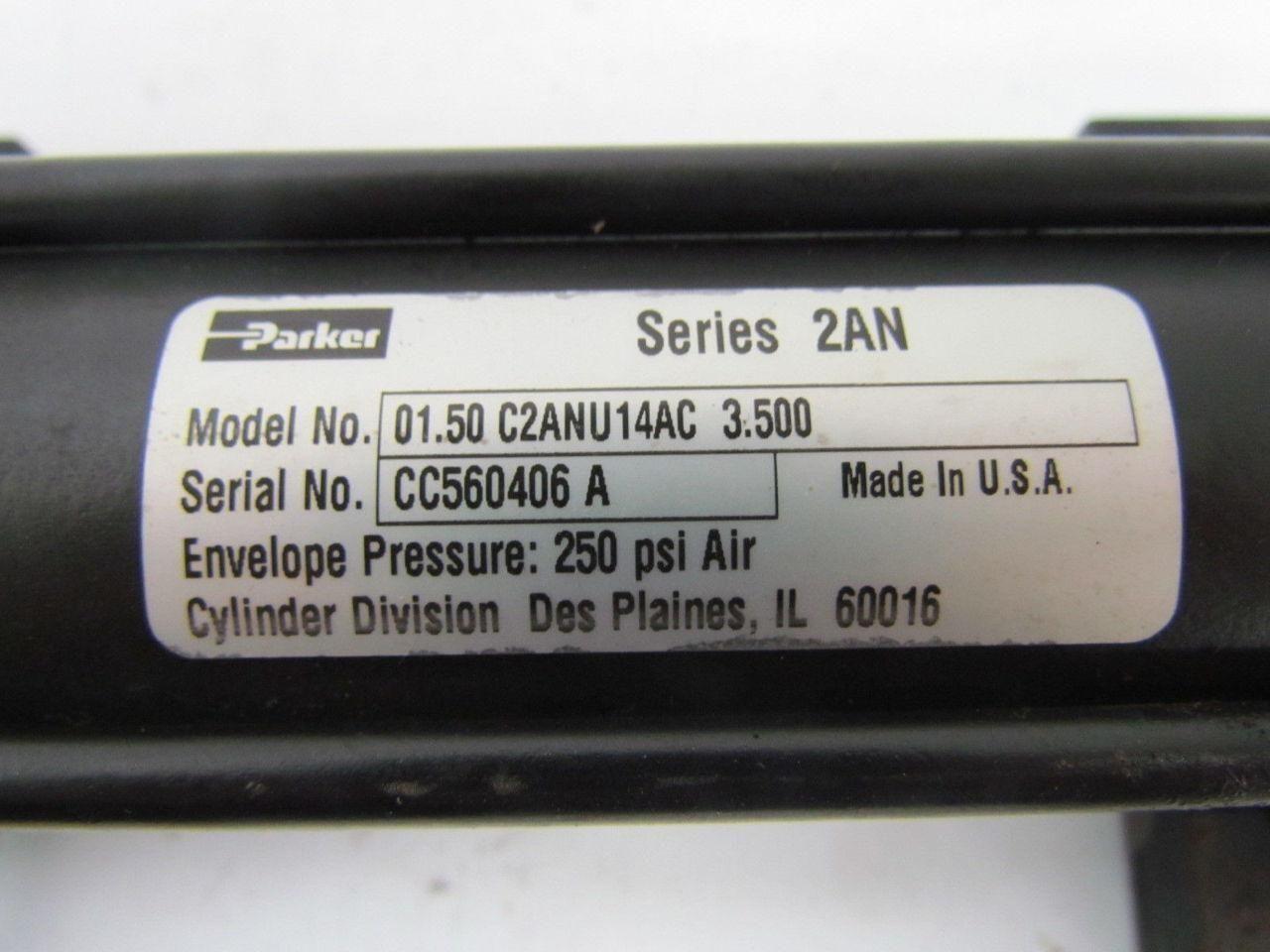 Parker 01.50 C2ANU14AC 3.500 Pneumatic Air Cylinder 1-1/2" Bore 3-1/2" Stroke