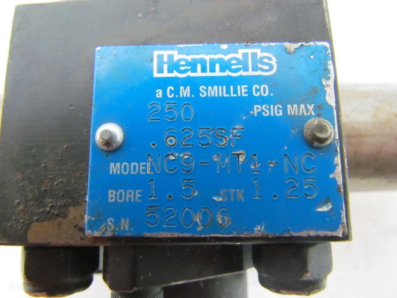 Hennells NC9-MT1-NC Pneumatic Air Cylinder 1-1/2" Bore 1-1/4" Stroke Trunnion