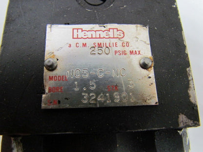 Hennells NC5-C-NC Pneumatic Air Cylinder 1-1/2" Bore 3" Stroke 1.5x3" 250 PSI