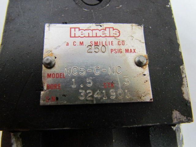 Hennells NC5-C-NC Pneumatic Air Cylinder 1-1/2" Bore 3" Stroke 1.5x3" 250 PSI