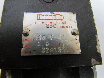 Hennells NC5-C-NC Pneumatic Air Cylinder 1-1/2" Bore 3" Stroke 1.5x3" 250 PSI