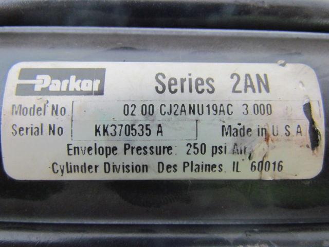 Parker 02.00 CJ2ANU19AC 3.000 Pneumatic Air Cylinder 2" Bore 3" Stroke 250 PSI