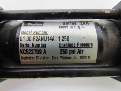 Parker 01.00 F2ANU14A 1.250 Pneumatic Air Cylinder 1" Bore 1-1/4" Stroke 2AN