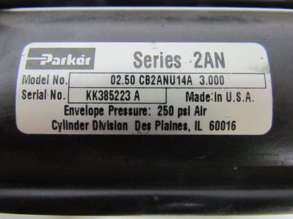 Parker 02.50 CB2ANU14A 3.000 Pneumatic Air Cylinder 2-1/2" Bore 3" Stroke 2AN