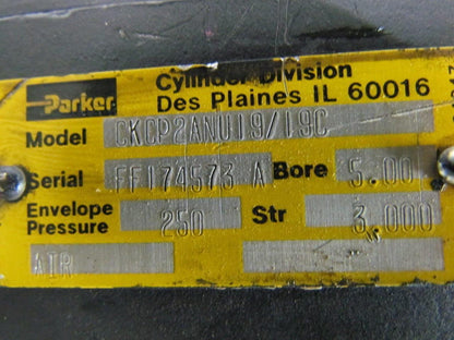 Parker CKCP2ANU19/19C Pneumatic Air Cylinder 5" Bore 3" Stroke Double Rod