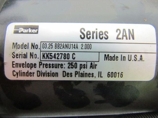Parker 03.25 BB2ANU14A 2.000 Pneumatic Air Cylinder 3-1/4" Bore 2" Stroke 2AN