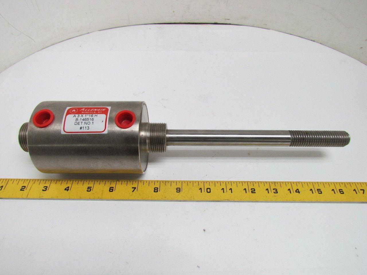 Allenair A 3X1 16H B-146516 Pneumatic Air Cylinder 3"Bore 1-1/2"Stroke Stainless