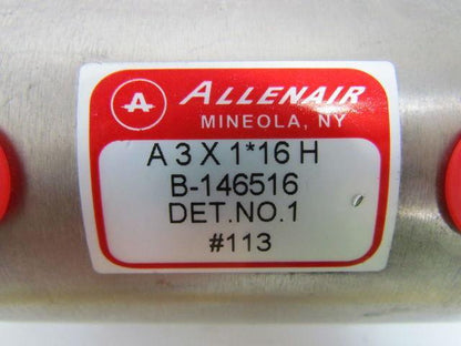 Allenair A 3X1 16H B-146516 Pneumatic Air Cylinder 3"Bore 1-1/2"Stroke Stainless