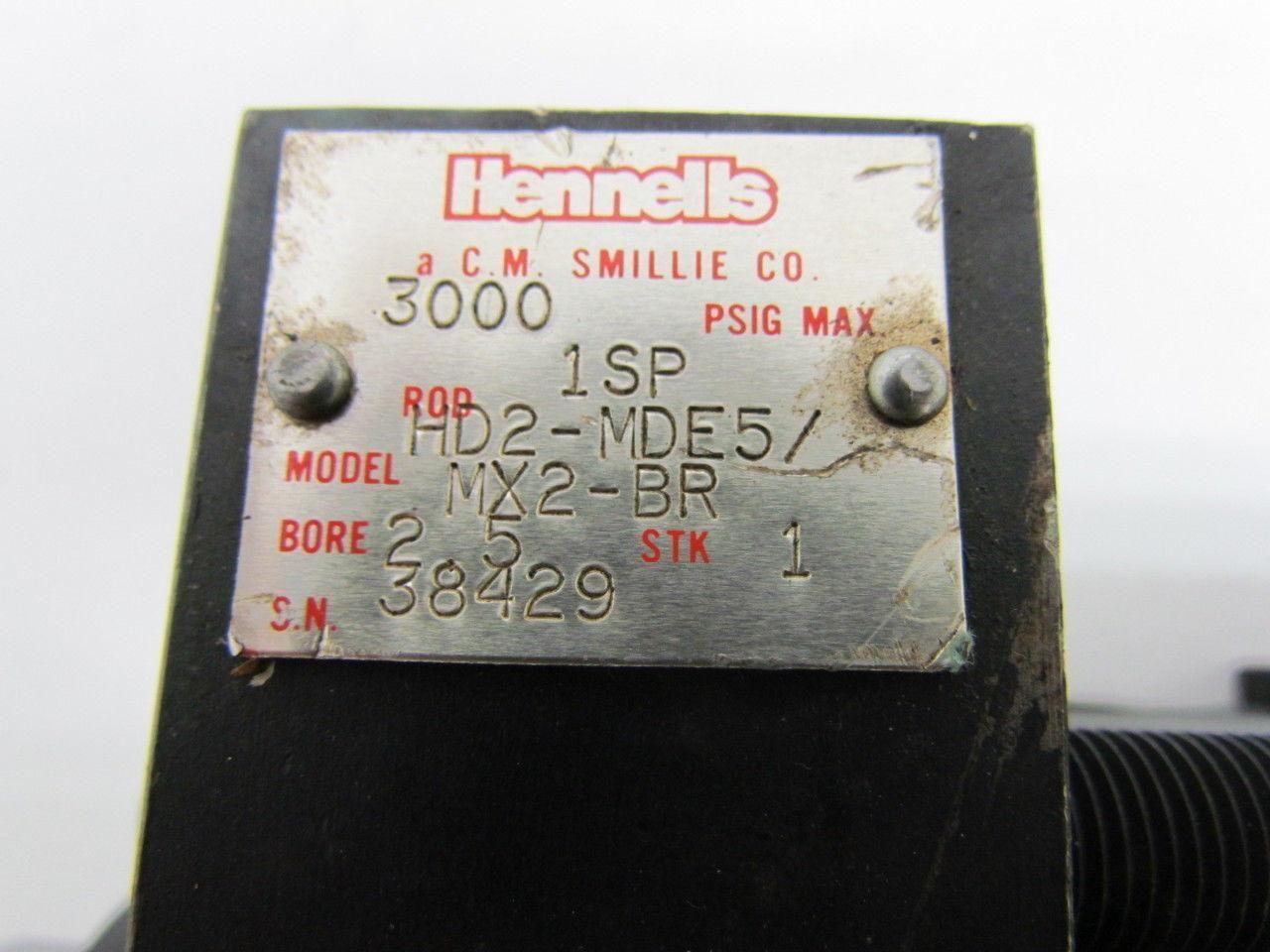 Hennells HD2-MDE5/MX2-BR Hydraulic Cylinder 2-1/2" Bore 1" Stroke Double Rod