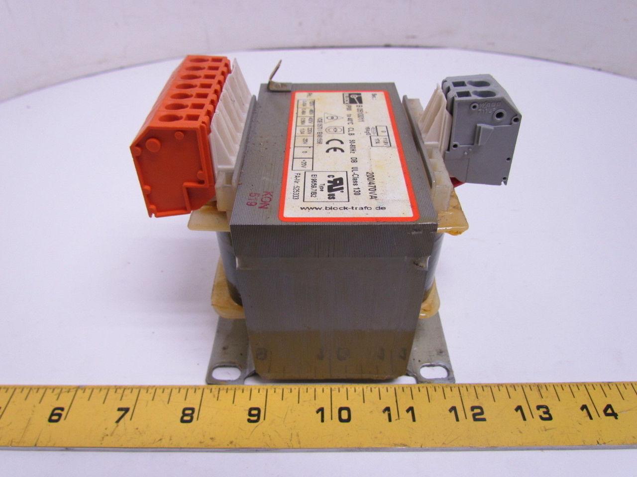 Block B0510011 Transformer 200/470VA Pri 520/460/400/220V Sec 11.8V 17A