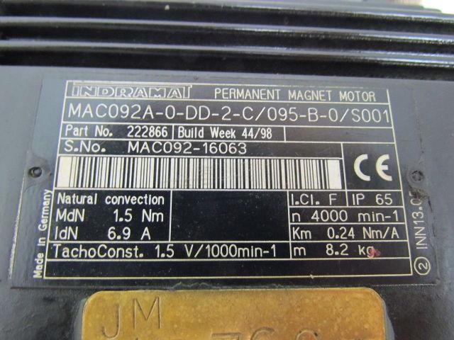 Indramat MAC092A-0-DD-2-C/095-B-0/S001 Permanent MAGNET MOTOR