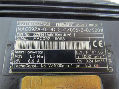Indramat MAC092A-0-DD-2-C/095-B-0/S001 Permanent MAGNET MOTOR
