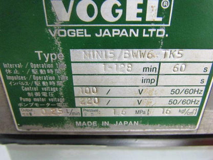 Vogel Mini5/BWW6 TK5 Centralized Lubrication Pump w/Reservoir .25 Liter/Minute