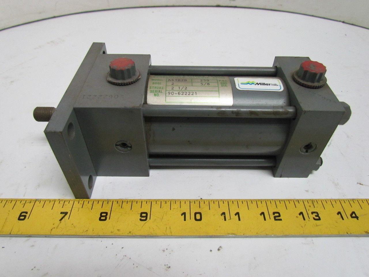 Miller A61R2B Pneumatic Air Cylinder 2" Bore 2-1/2" Stroke Series A 250 PSI