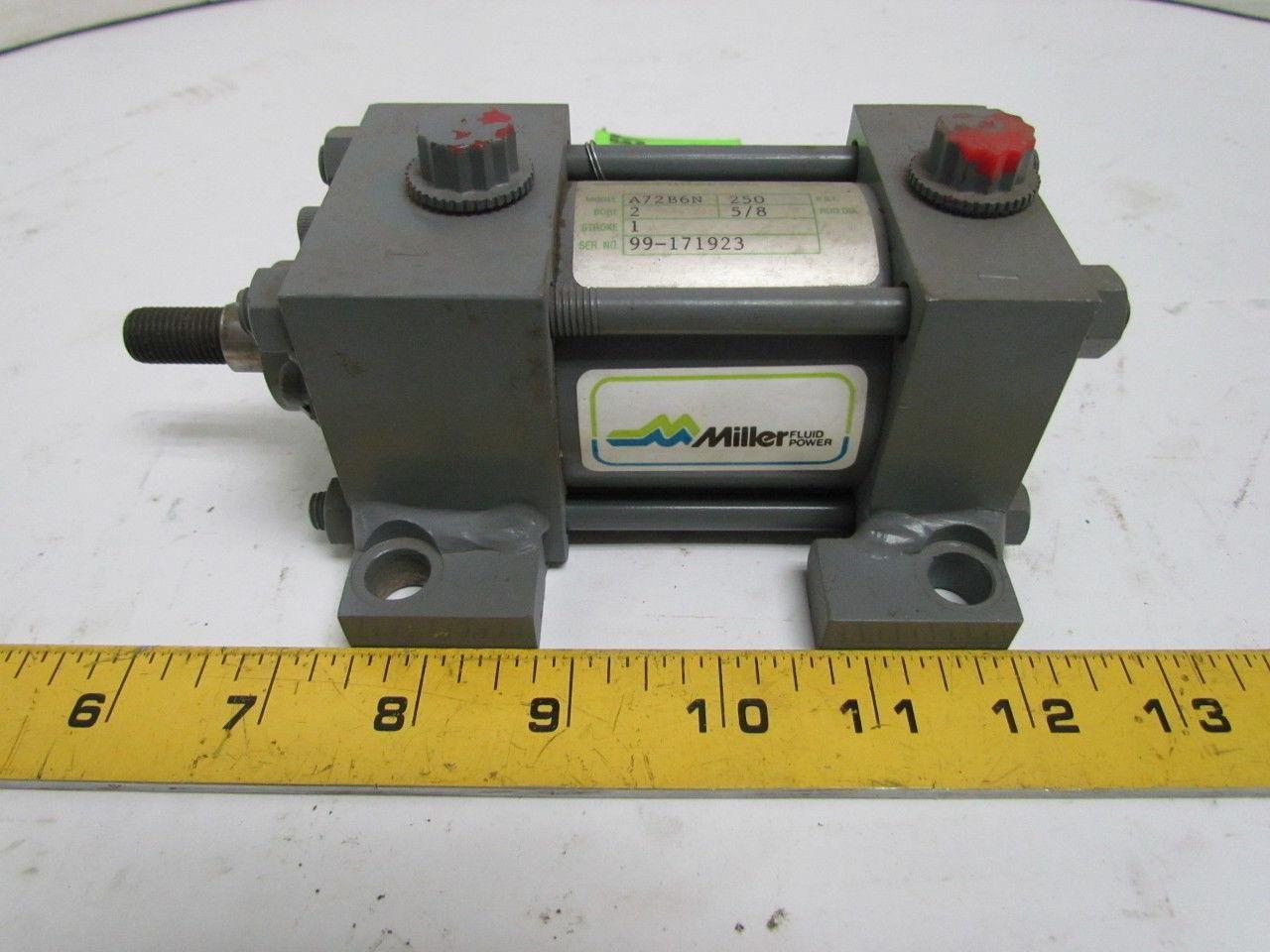 Miller A72B6N Pneumatic Air Cylinder 2" Bore 1" Stroke Series A 250 PSI