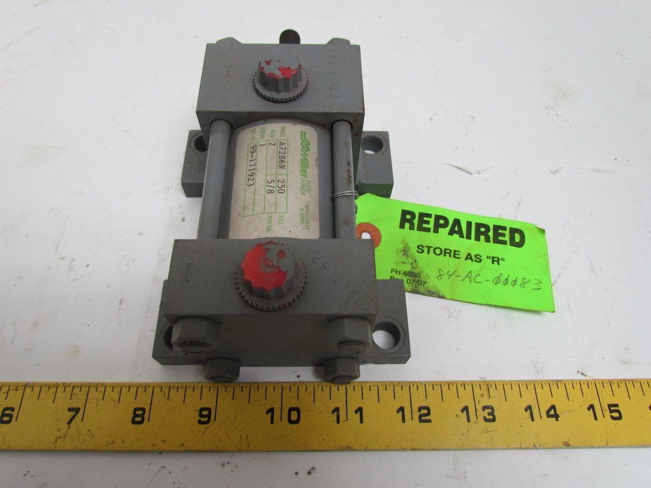 Miller A72B6N Pneumatic Air Cylinder 2" Bore 1" Stroke Series A 250 PSI