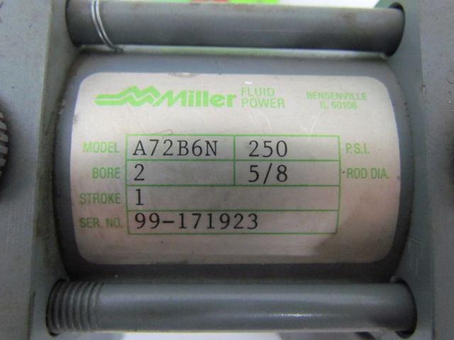 Miller A72B6N Pneumatic Air Cylinder 2" Bore 1" Stroke Series A 250 PSI