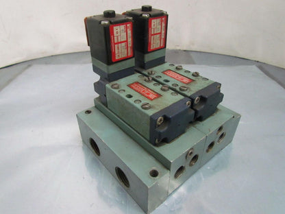Schrader Bellows LB 53114 TF 064 24VDC Solenoid Valve Assembly w/Manifold Blocks