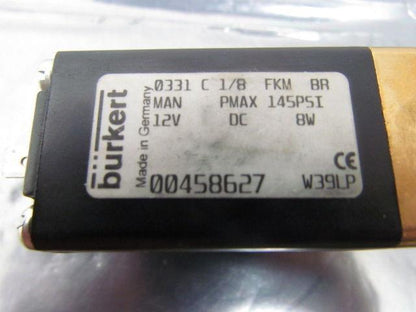 Burkert 0331 C 1/8 FKM BR 004586627 Direct Acting Solenoid Valve 12VDC 8W 145PSI