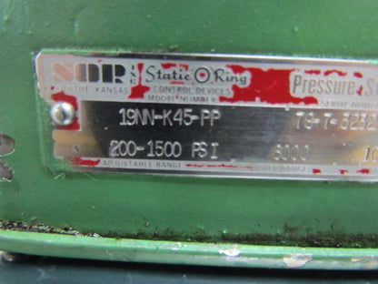Static O Ring 19NN-K45-PP Pressure Switch 200-1500 PSI 1/4" NPT Port