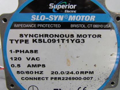 Synchronous Motor 1Ph 120VAC 0.5A 50/60Hz 20.0/24.0 RPM Connect PER226900-007