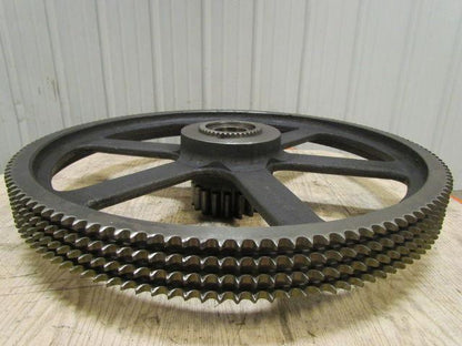 60-4 chain Vintage Sprocket Gear Combo Cast Iron 33-1/2"x7" Industrial Steampunk