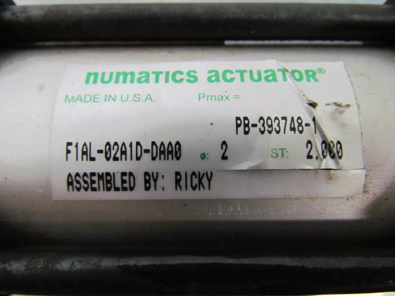 Numatics Actuator F1AL-02S1D-DAA0 Pneumatic Air Cylinder 2" Bore 2" Stroke