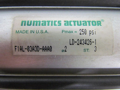 Numatics Actuator F1AL-03A3D-AAA0 Pneumatic Air Cylinder 2" Bore 3" Stroke
