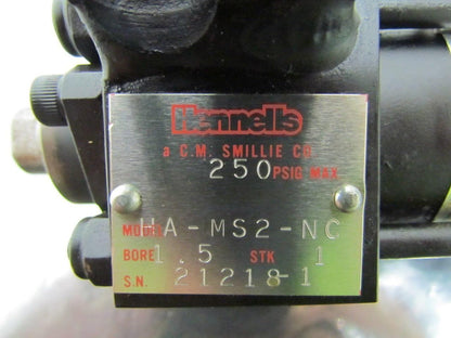 Hennells HA-MS2-NC Pneumatic Air Cylinder 1-1/2" Bore 1" Stroke Side Lugs