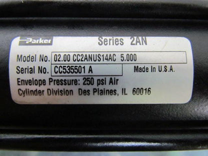 Parker 02.00 CC2ANUS14AC 5.000 Pneumatic Air Cylinder 2" Bore 5"Stroke w/sensors
