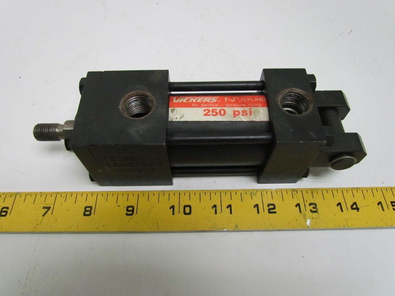 Vickers T-J TE10CACA Pneumatic Air Cylinder 1-1/2" Bore 1" Stroke Clevis Mount