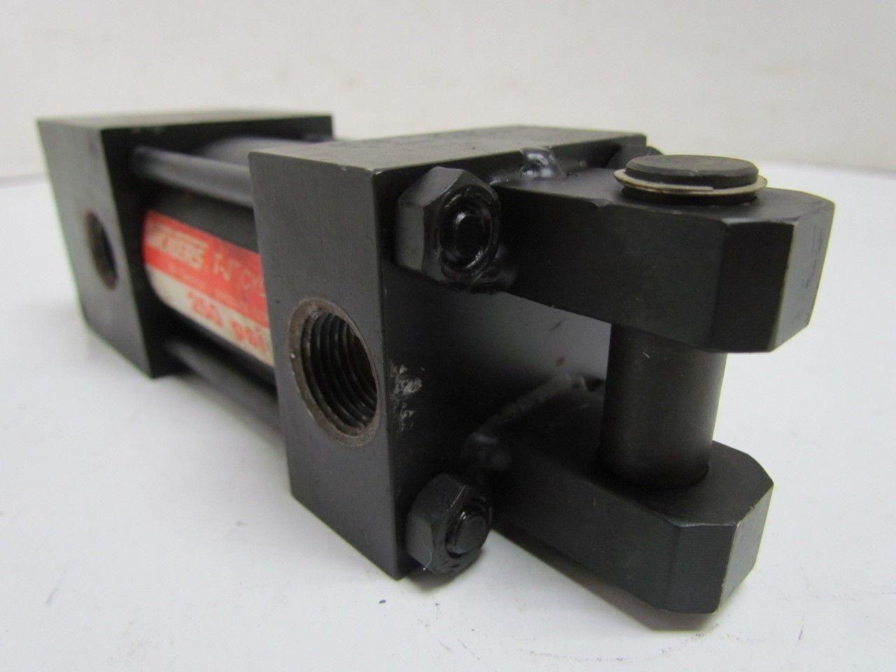 Vickers T-J TE10CACA Pneumatic Air Cylinder 1-1/2" Bore 1" Stroke Clevis Mount