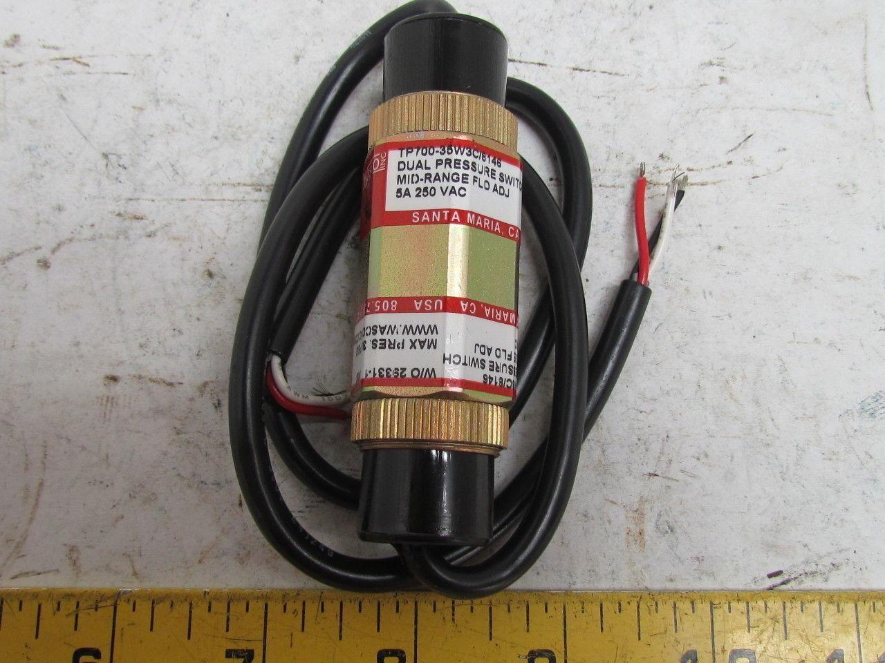 Wasco TP700-35W3C/8146 Dual Pressure Switch 30 PSI Max 5 Amp 250 VAC