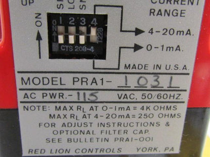 Red Lion Controls PRA1-1031 Pulse Rate Converter 115 VAC 12-Pin w/Base