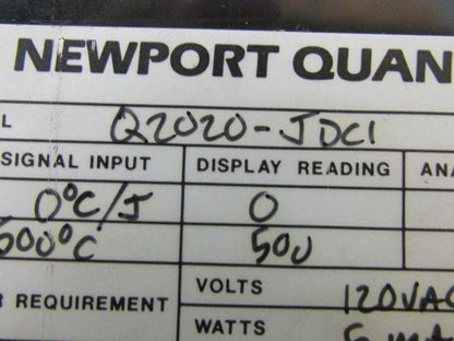 Newport Quanta Q2020-JDC1 Digital Temperature Panel Meter 10 VDC 5 Watt 4-Digit