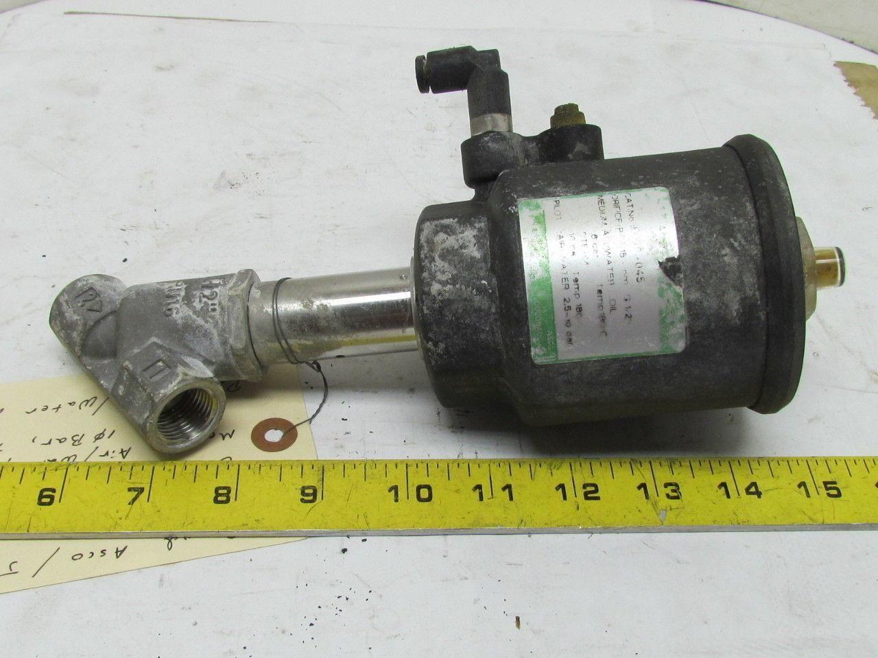 ASCO Joucomatic 1/2" Stainless Steel Pressure Operated Angled Piston Type Valve