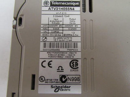 ATV31H055N4 Variable Speed Drive 0.75Hp 380/500V 3-Ph Altivar 31 10.7 Lb-In