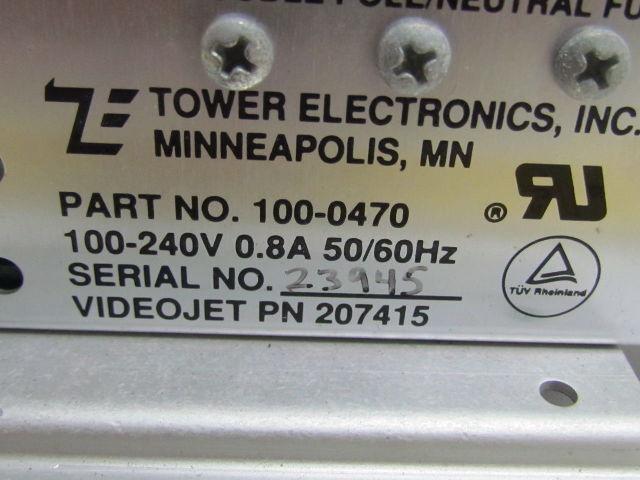 Tower Electronics 100-0470 207415 Power Supply  100-240V 0.8 Amp Input