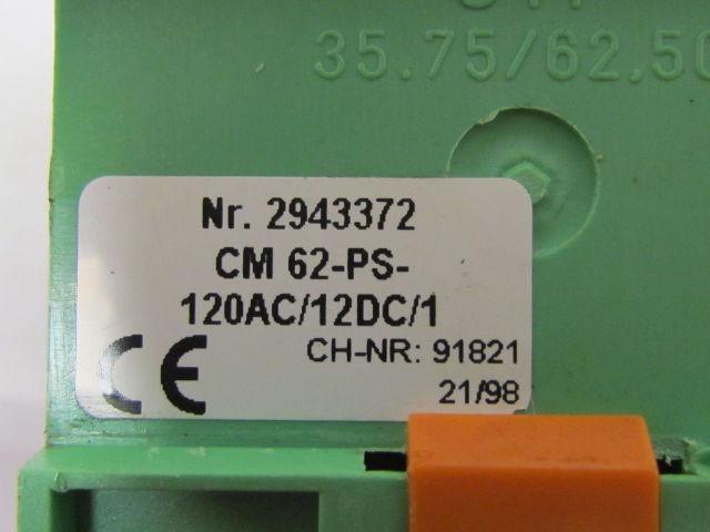 Phoenix Contact CM 62-PS-120AC/12DC/1 2943372 Power Supply Unit 120VAC 12VDC Out