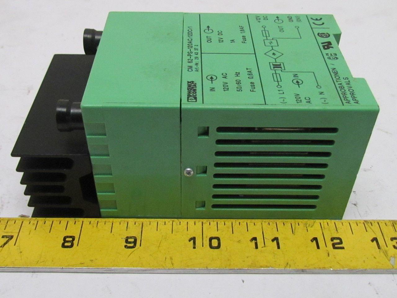 Phoenix Contact CM 62-PS-120AC/12DC/1 2943372 Power Supply Unit 120VAC 12VDC Out