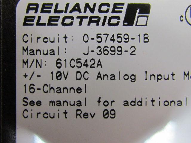 Reliance 61C542A 0-57459-1B 16 Channel Analog Input Module +/- 10VDC J-3699-2