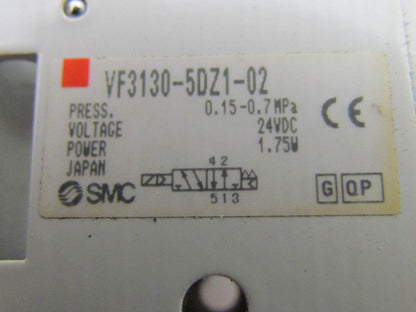 SMC VF3130-5DZ1-02 5 Port Pilot Body Ported Solenoid Valve 1/4" NPT 24VDC