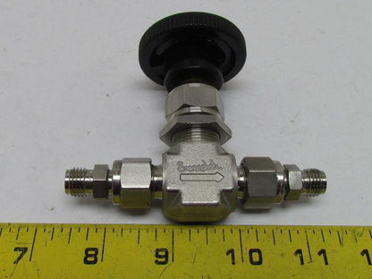 Stainless Steel Integral Bonnet Needle Valve 2-Way St Shutoff 3/8" Tube Fitting