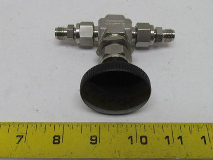 Stainless Steel Integral Bonnet Needle Valve 2-Way St Shutoff 3/8" Tube Fitting