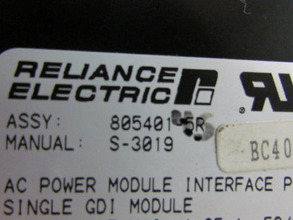 Reliance Electric 8O54O1-5R AC Power Module Interface Rack Single GDI Module