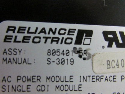 Reliance Electric 8O54O1-5R AC Power Module Interface Rack Single GDI Module