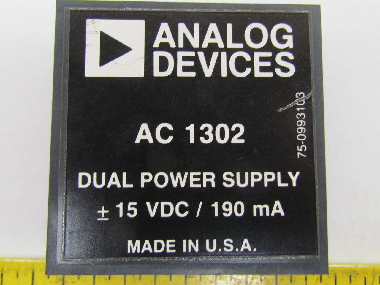 Analog Devices AC 1302 75-0993103 Dual Power Supply 15VDC/190 mA