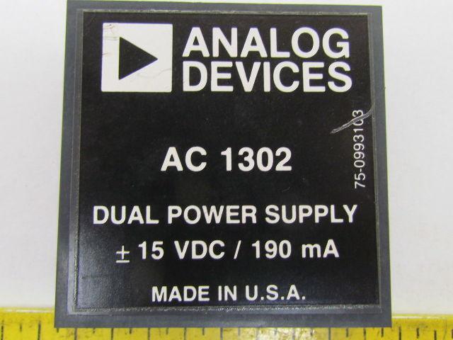 Analog Devices AC 1302 75-0993103 Dual Power Supply 15VDC/190 mA