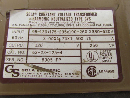 Sola 63-23-125-4 Constant Voltage Transformer